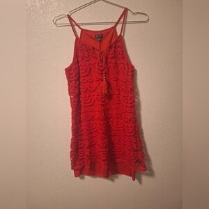Red Lace Sleeveless Top